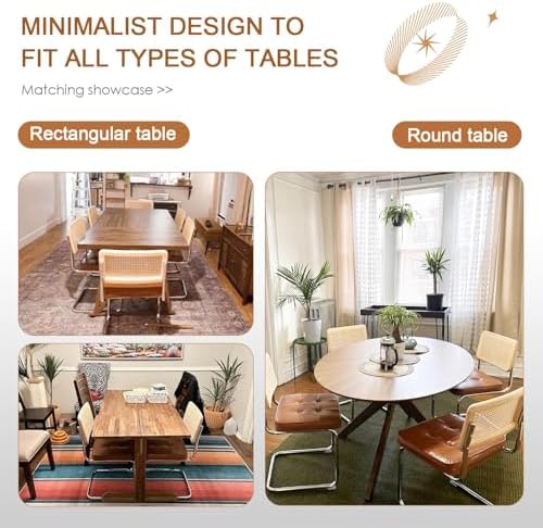 Zesthouse Natural Rattan Dining Chairs Set of 4, Mid Century Modern Dining Ro...