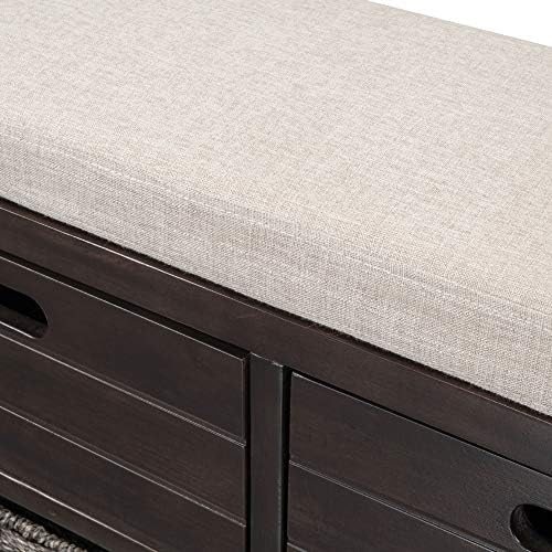 SOFTSEA Storage Bench Upholstered Storage Ottoman with Removable Basket and 2...