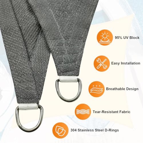 Artpuch Sun Shade Sail 12'X16' Light Grey Rectangle