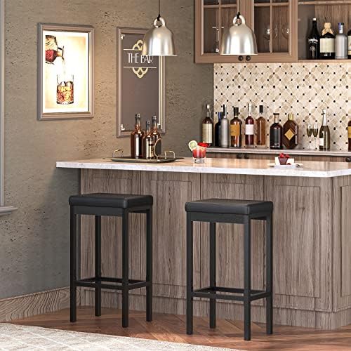 HOOBRO Bar Stools, Set of 2 Bar Chairs, 24.8-Inch Height Stools, Breakfast Ba...