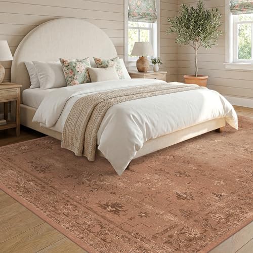 TALANOVA Terracotta 9x12 Washable Area Rugs for Large Living Room, Non-Slip L...