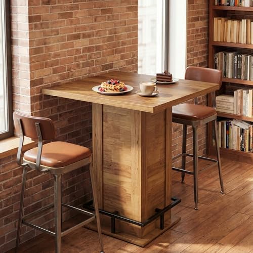 Tribesigns Square Bar Height Table, 39.4" H Counter Height Pub Table, Hi...