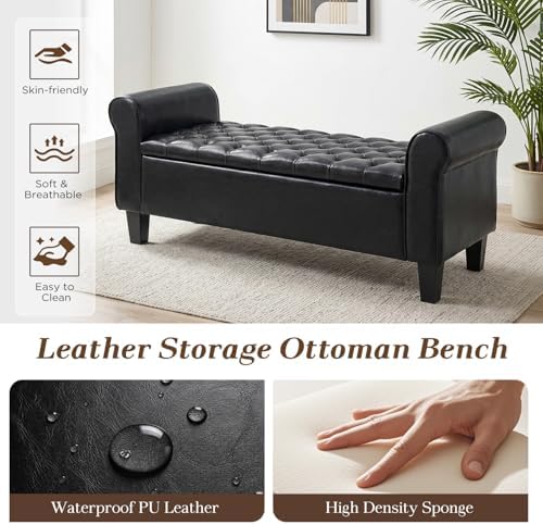ECOTOUGE 55" Storage Ottoman Bench for Living Room, End of Bed Bench wit...