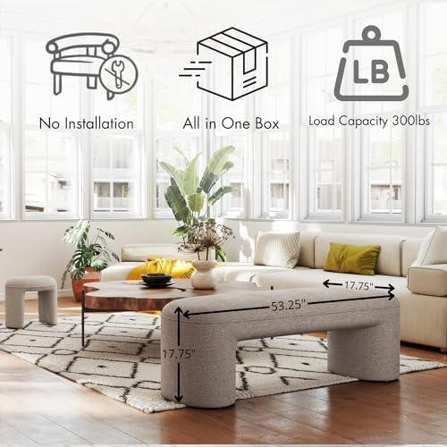 Hyfirm 3-Piece Nesting Ottoman Bench Set, 53" Chenille End of Bed Bench ...