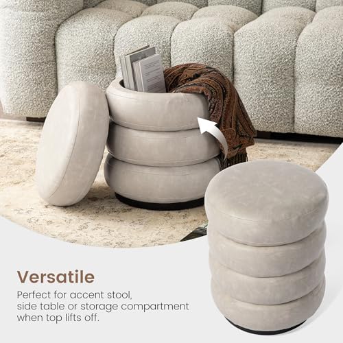 Glitzhome 19.5" H Modern Storage Ottoman, Leatherette Accent Footrest Ot...