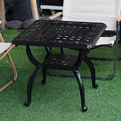 YKSY&YKSY Jardin DE Centennial Cast Aluminum Outdoor Side Table,Anti-Rust...