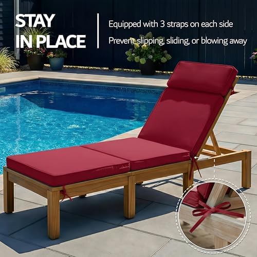 80 x 26 Inch Outdoor Chaise Lounge Cushions Set of 2 - Removable Cover, 4-Sec...