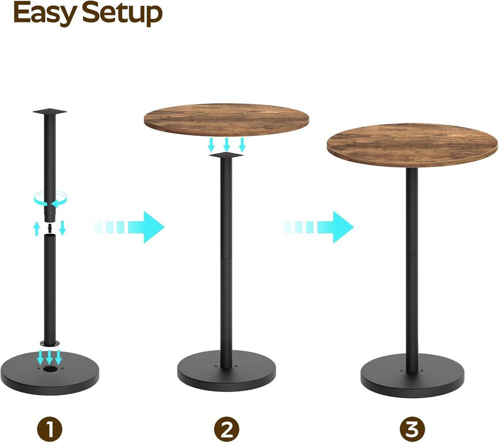YATINEY Bar Table, Round Bar Table Set of 2, Counter Height Table, Pub Cockta...