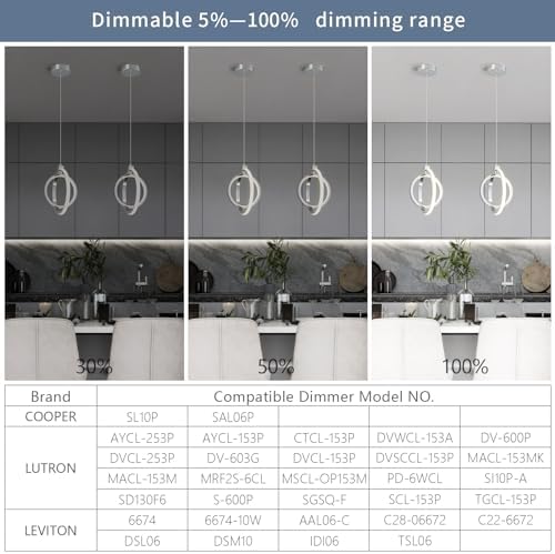 Modern LED Chandelier Chrome Ring Pendant Light Fixtures 4000K Dimmable Heigh...