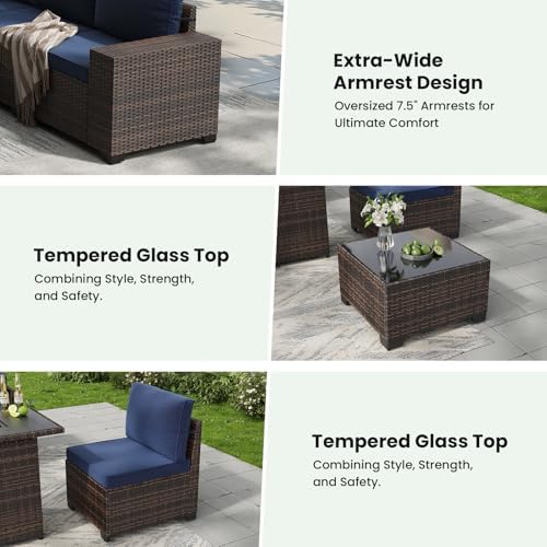 Soohow 6-Piece Patio Furniture Set All-Weather Outdoor Wicker Sectional Conve...
