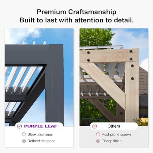PURPLE LEAF 14' x 20' Louvered Pergola w/LED Lights & Independent...
