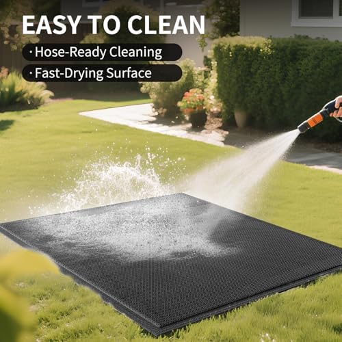Front Door Mat Outside Entrance Drainage Doormat Black 24"x35"