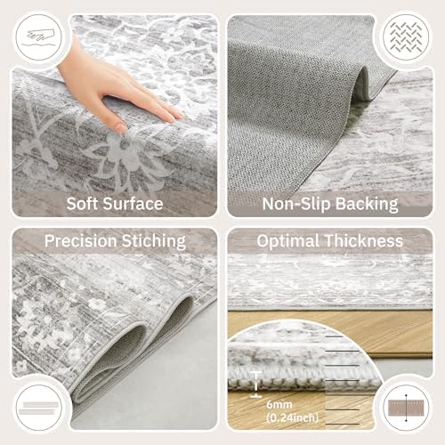Soalmost 9x12 Area Rugs for Living Room, Washable Neutral Soft Rug Grey