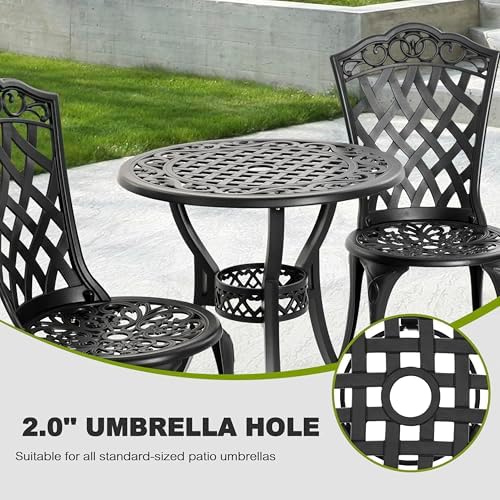 NUU GARDEN 3 Piece Outdoor Bistro Table Set, All Weather Cast Aluminum Patio ...