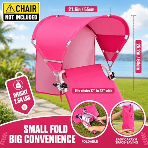 Universal Wind-Resistant Chair Umbrella Canopy, Foldable Portable UPF 50+ Sun...