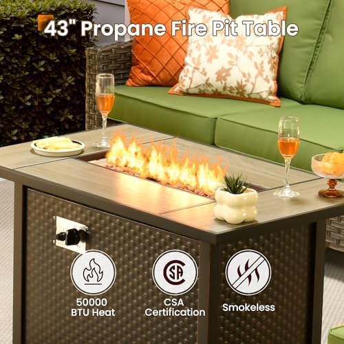 CAODOC Wicker Patio Furniture Set,7 Pieces Modern Outdoor Conversation Set Se...