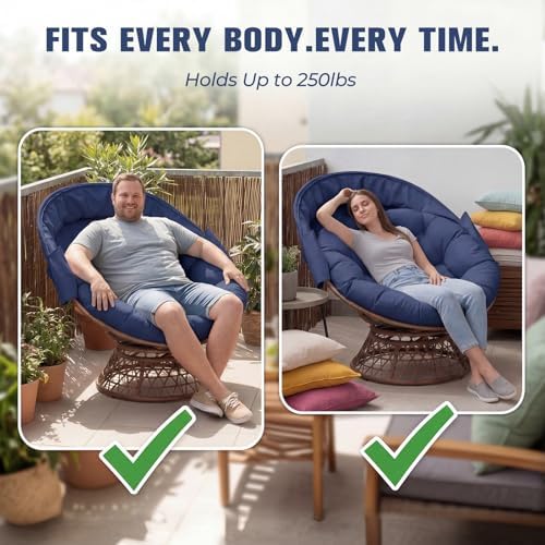 GTPLAYER Outdoor Wicker Egg Chair PE Rattan Chair with Cushion, Oversized Pat...
