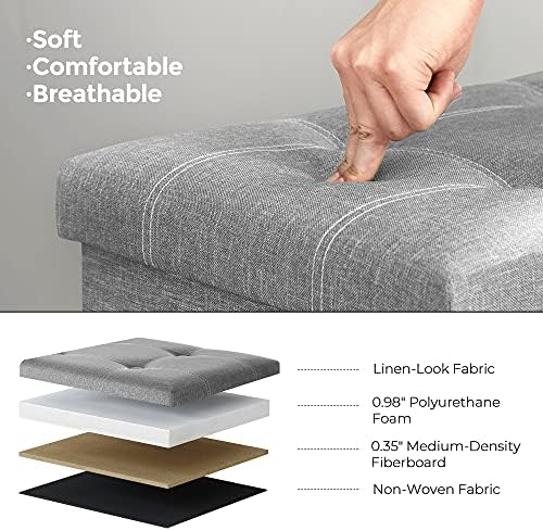 SONGMICS Ottoman Storage Bench, 21 Gal. Folding Chest, Holds 660 lb
