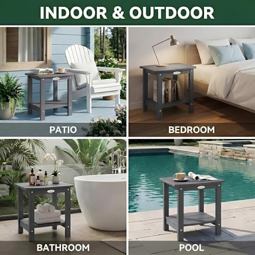 Y&M Outdoor Side Table, HIPS Adirondack Small Double Layer Table, Waterpr...