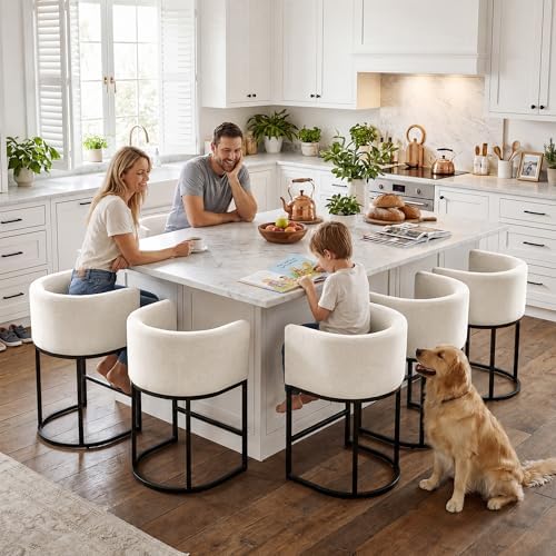 GRUSIGN Chenille Counter Height Bar Stools Set of 2, 26" Kitchen Island ...