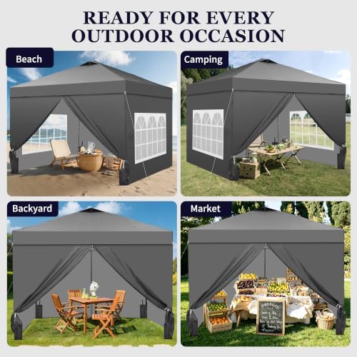 10x10ft Pop-Up Canopy Tent with 4 Side Walls — Easy Setup, Outdoor Portable G...