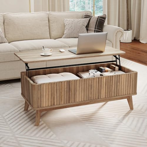 Giantex Lift Top Coffee Table with Storage, 43.5" Mid Century Modern Cen...