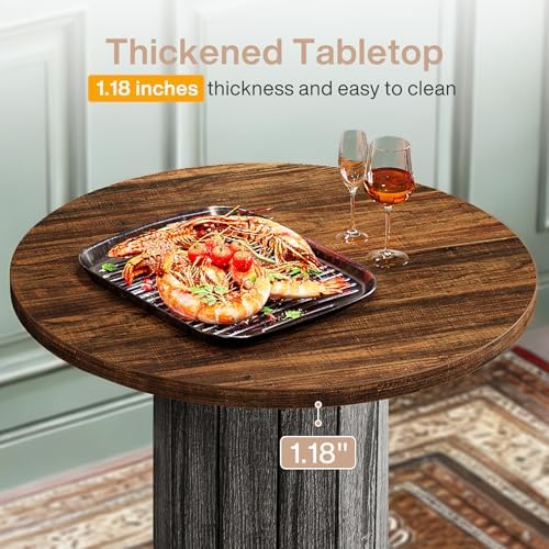 Tribesigns Round Dining Table Set of 2, Bar Height Commercial Kitchen Table w...