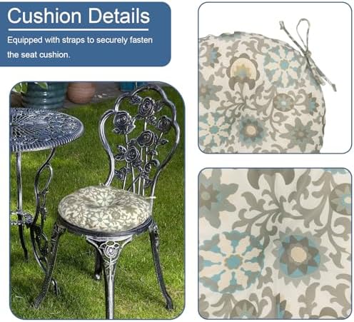 LVTXIII Outdoor Bistro Chair Cushions, 15"x15"x4" Round Patio ...