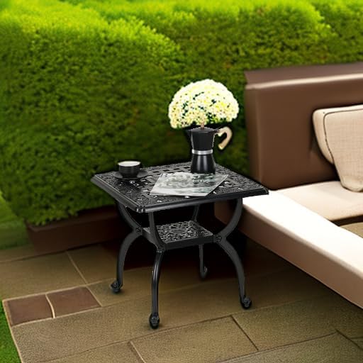 YKSY&YKSY Jardin DE Centennial Cast Aluminum Outdoor Side Table,Anti-Rust...