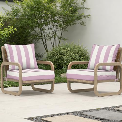 22x24 Outdoor Chair Cushions Set of 2, Waterproof Deep Seat Cushions for Pati...