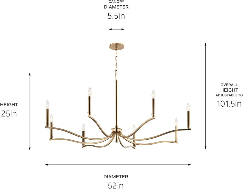 Kichler Malene 8-Light Chandelier, Champagne Bronze