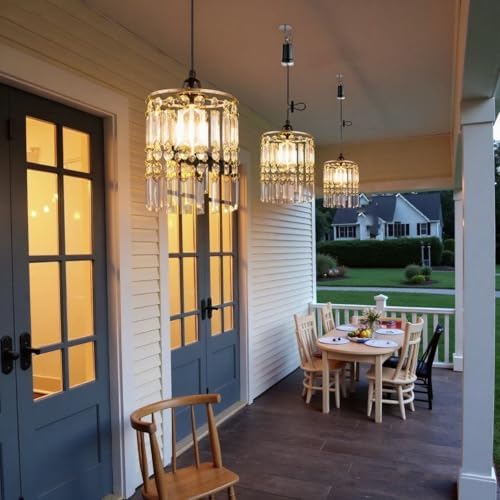 TWINKVILLA Battery Operated Chandelier, 2Pack Hanging Gazebo Lights, Acrylic ...