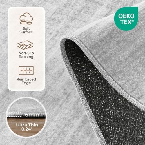 WITSHOCK 9x12 Area Rug Washable Rugs for Living Room Bedroom, Light Grey