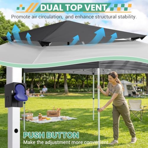 COBIZI 10x10 Pop Up Gazebo with Mosquito Netting,Double Roof,Dark Gray&Gray