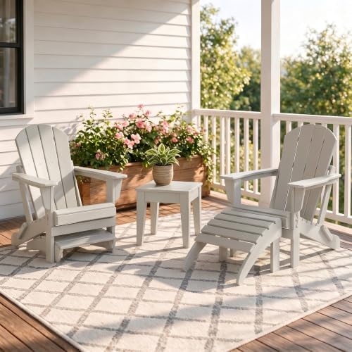 WO Home Furniture HDPE Folding Adirondack Ottoman, Sand