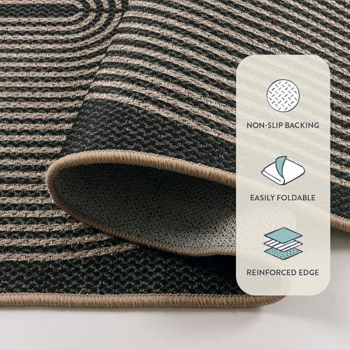 Lahome Modern Rainbow Easy Jute Carpet, Washable 5x7 Area Rugs for Living Roo...
