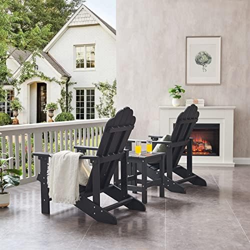 Adirondack Chair, HDPE All-Weather Outdoor Patio Chair, Black