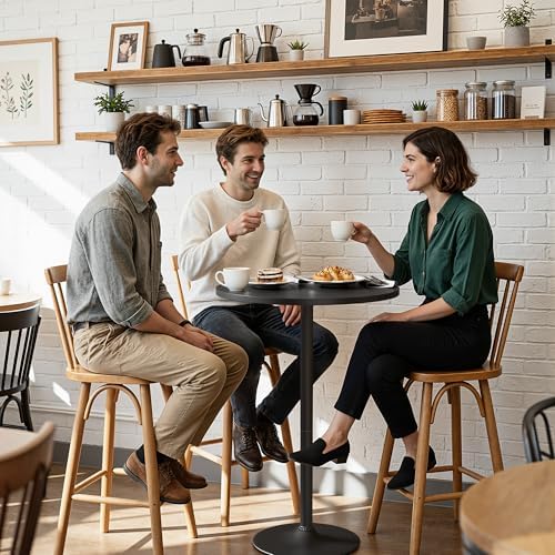 Furmax Bistro Pub Table Round Bar Height Cocktail Table for Home Bar, Round B...