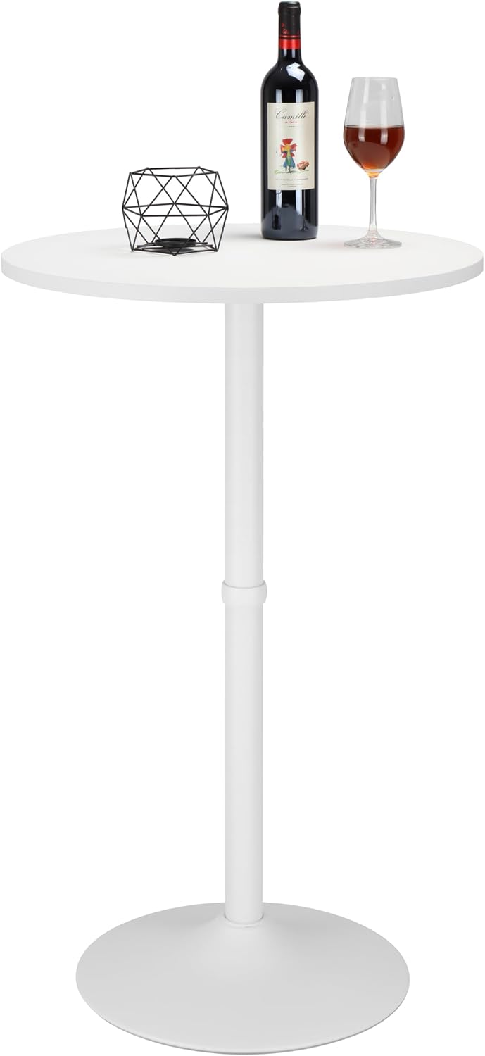 Finnhomy 24'' Round Cocktail Bar Table with Metal Base, Tall Bistro P...