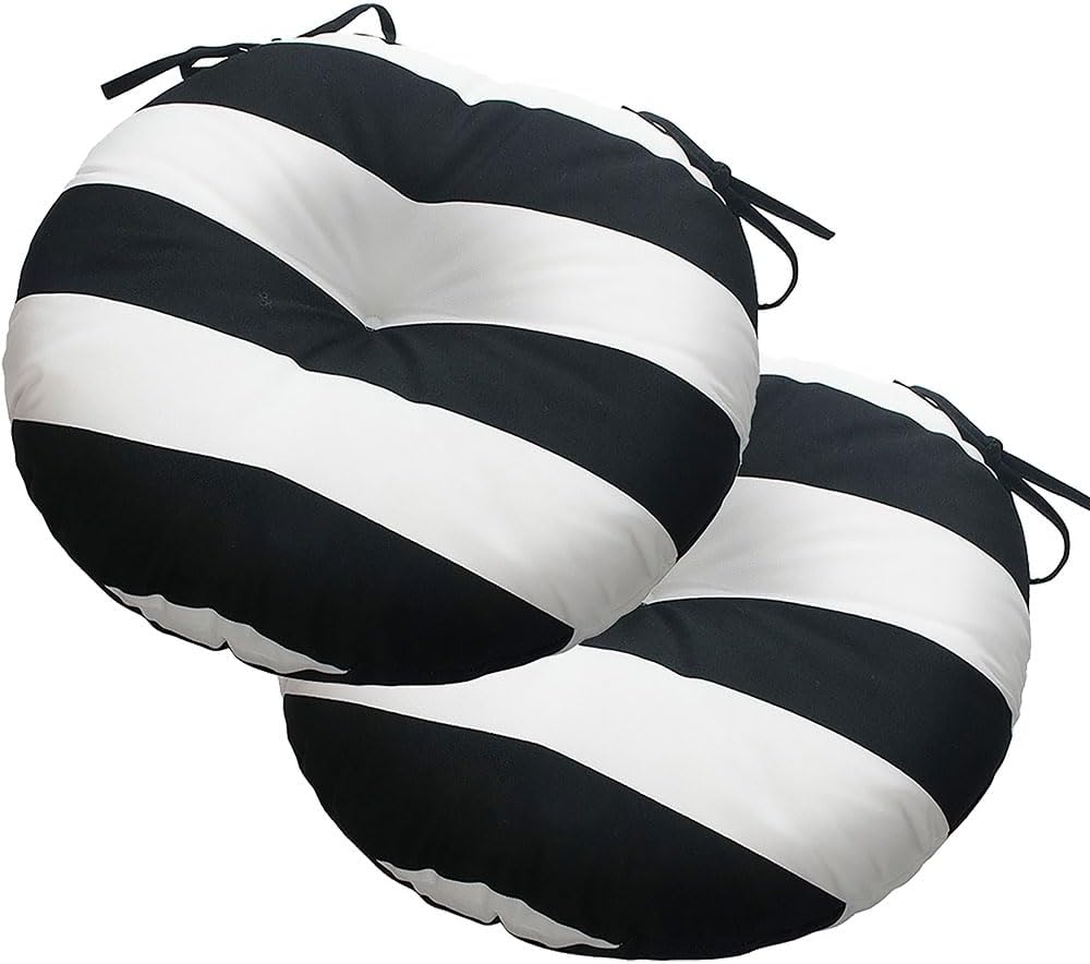 Magpie Fabrics Outdoor Round Bistro Seat Cushions with Ties, 15"x15"...