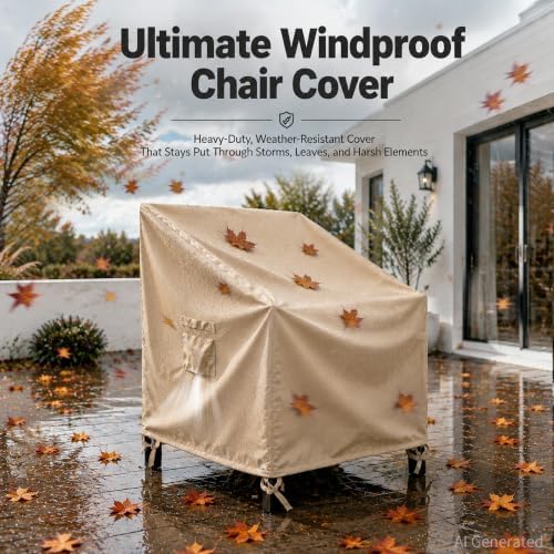 X-Large Heavy Duty Outdoor Chair Covers Waterproof, 43 x 42 x 42 in, Beige