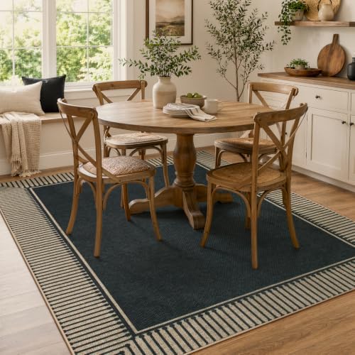 Moynesa Striped Border Easy Jute Outdoor Rug 5x7 Area Rugs for Living Room, W...
