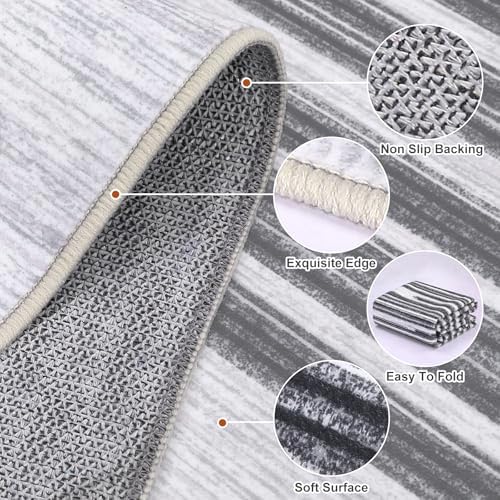GarveeHome 8x10 Washable Living Room Rug Modern Striped Non Slip Carpet