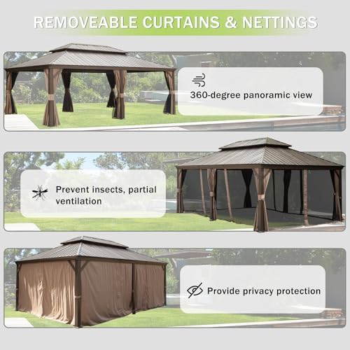 Domi 12'X18' Gazebo, Hardtop Gazebo for Patio with Drainage System, B...