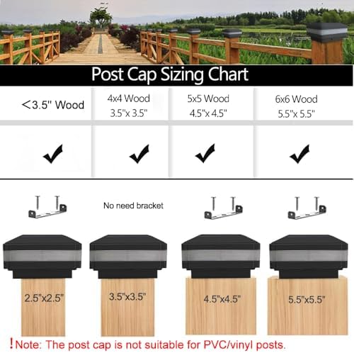 Sumaote 4x4 Solar Post Cap Lights, 160LM 52 LEDs, IP65, Black 4 Pack