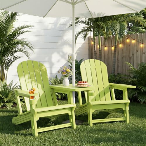 JY QAQA Outdoor Adirondack Chair Set of 2, All-Weather HDPE Patio Furniture w...