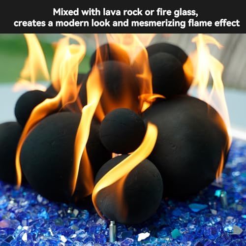 Skyflame 12PCS Black Ceramic Fireplace Balls, Mixed of 4 Sizes