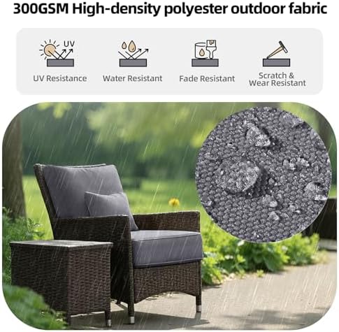 Durable Outdoor Furniture Cushions Set of 2, 24x24x6 Inch, Gray
