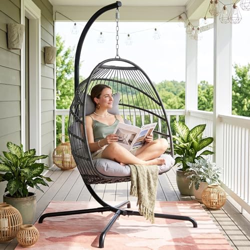 NICESOUL Swing Egg Chair Outdoor Indoor, Patio Wicker Hanging Egg Chairs with...