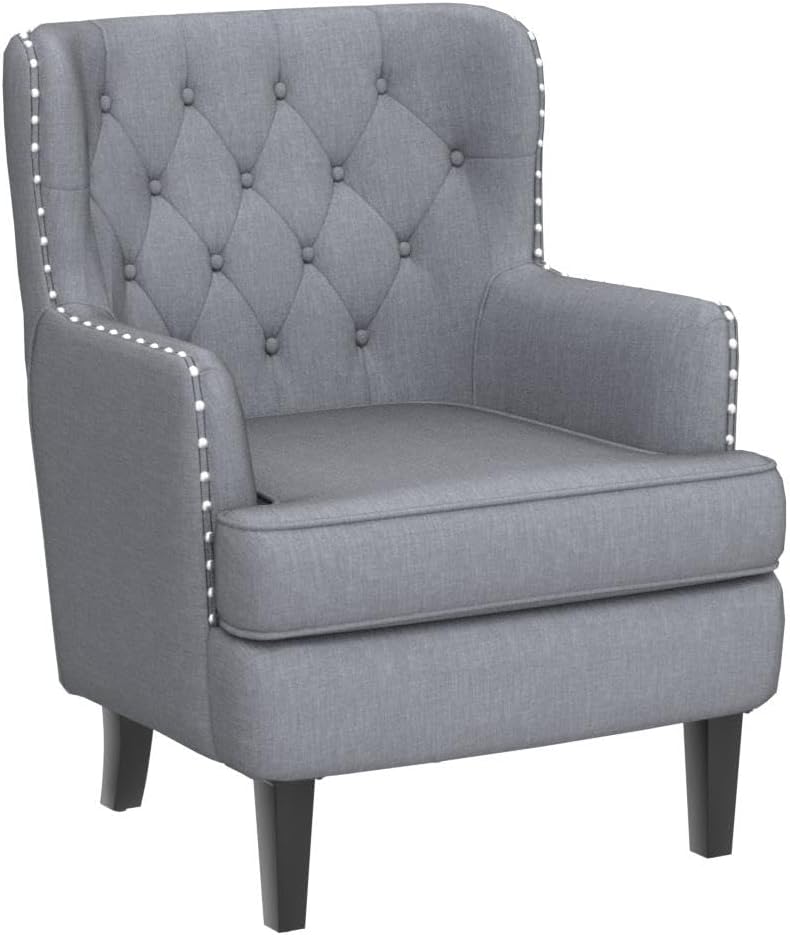 Rosevara Atlas Mid-Century Modern Upholstered Lounge Arm Chair - Tufted Accen...
